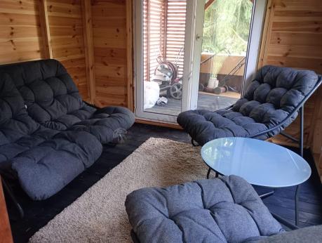 Zestaw ogrodowy Aurea 4-os. na balkon i taras – sofa, 2 fotele, stolik, poduszki 10 cm, antracyt