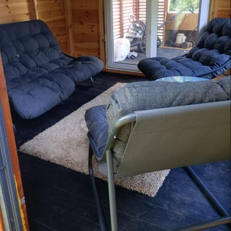 Zestaw ogrodowy Aurea 4-os. na balkon i taras – sofa, 2 fotele, stolik, poduszki 10 cm, antracyt