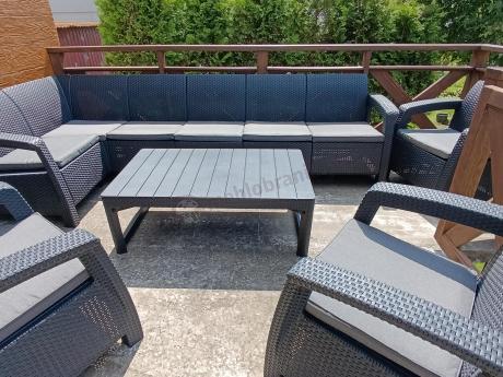 Zestaw ogrodowy dla 10 osób z narożnikiem, stołem podnoszonym i trzema fotelami Relly VII grafitowy