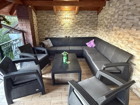 Zestaw ogrodowy dla 10 osób z narożnikiem, stołem podnoszonym i trzema fotelami Relly VII grafitowy