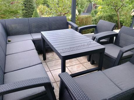 Zestaw ogrodowy dla 10 osób z narożnikiem, stołem podnoszonym i trzema fotelami Relly VII grafitowy