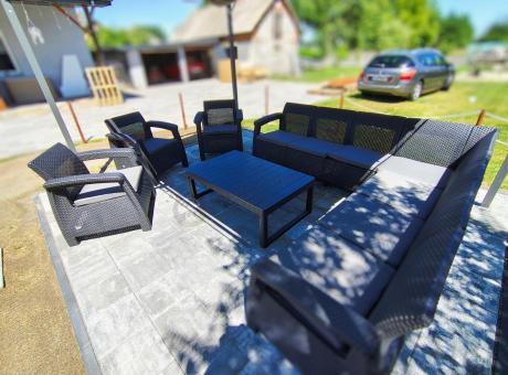 Zestaw ogrodowy dla 10 osób z narożnikiem, stołem podnoszonym i trzema fotelami Relly VII grafitowy