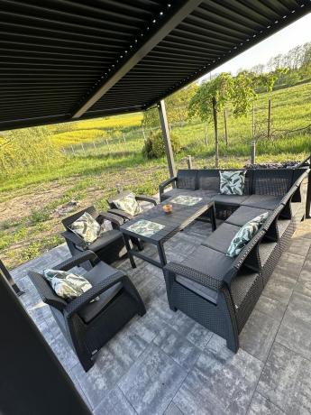 Zestaw ogrodowy dla 10 osób z narożnikiem, stołem podnoszonym i trzema fotelami Relly VII grafitowy