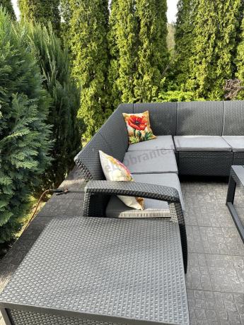 Zestaw ogrodowy dla 10 osób z narożnikiem, stołem podnoszonym i trzema fotelami Relly VII grafitowy