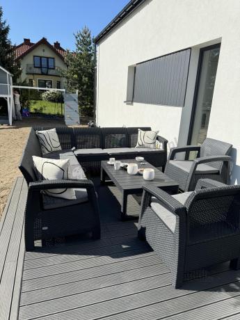 Zestaw ogrodowy dla 10 osób z narożnikiem, stołem podnoszonym i trzema fotelami Relly VII grafitowy