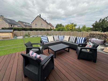 Zestaw ogrodowy dla 10 osób z narożnikiem, stołem podnoszonym i trzema fotelami Relly VII grafitowy