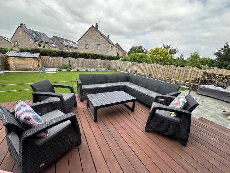 Zestaw ogrodowy dla 10 osób z narożnikiem, stołem podnoszonym i trzema fotelami Relly VII grafitowy