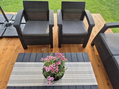 Zestaw ogrodowy dla 10 osób z narożnikiem, stołem podnoszonym i trzema fotelami Relly VII grafitowy