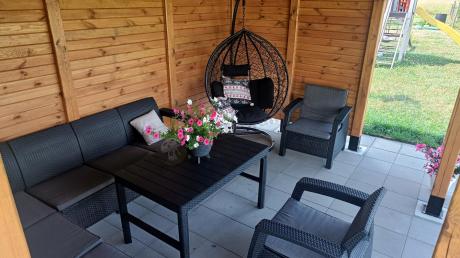 Zestaw ogrodowy dla 10 osób z narożnikiem, stołem podnoszonym i trzema fotelami Relly VII grafitowy