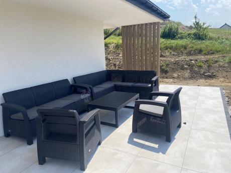 Zestaw ogrodowy dla 10 osób z narożnikiem, stołem podnoszonym i trzema fotelami Relly VII grafitowy