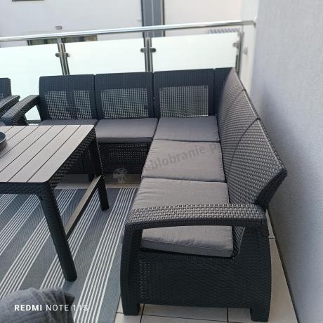 Zestaw ogrodowy dla 10 osób z narożnikiem, stołem podnoszonym i trzema fotelami Relly VII grafitowy