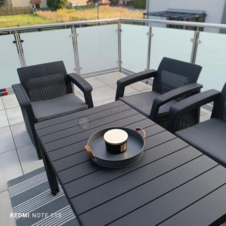 Zestaw ogrodowy dla 10 osób z narożnikiem, stołem podnoszonym i trzema fotelami Relly VII grafitowy