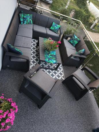 Zestaw ogrodowy dla 10 osób z narożnikiem, stołem podnoszonym i trzema fotelami Relly VII grafitowy
