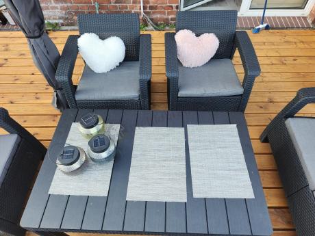 Zestaw ogrodowy dla 10 osób z narożnikiem, stołem podnoszonym i trzema fotelami Relly VII grafitowy