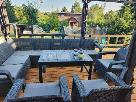 Zestaw ogrodowy dla 10 osób z narożnikiem, stołem podnoszonym i trzema fotelami Relly VII grafitowy