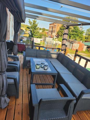 Zestaw ogrodowy dla 10 osób z narożnikiem, stołem podnoszonym i trzema fotelami Relly VII grafitowy