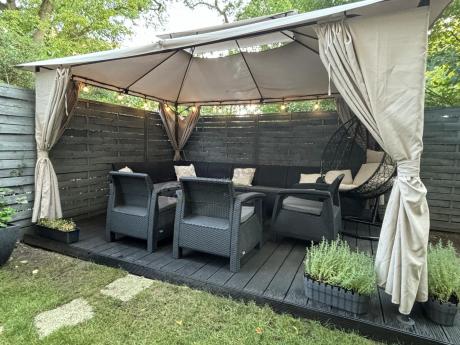 Zestaw ogrodowy dla 10 osób z narożnikiem, stołem podnoszonym i trzema fotelami Relly VII grafitowy