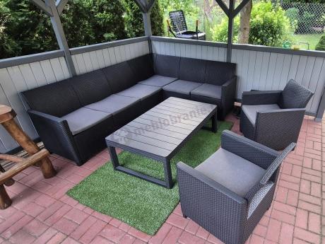 Zestaw ogrodowy dla 8 osób narożnik Nedler VI, stół podnoszony i dwa fotele - grafit