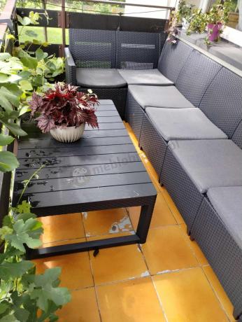 Zestaw ogrodowy dla 8 osób narożnik Nedler VI, stół podnoszony i dwa fotele - grafit