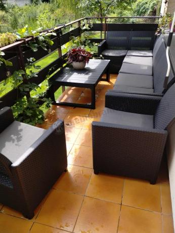 Zestaw ogrodowy dla 8 osób narożnik Nedler VI, stół podnoszony i dwa fotele - grafit