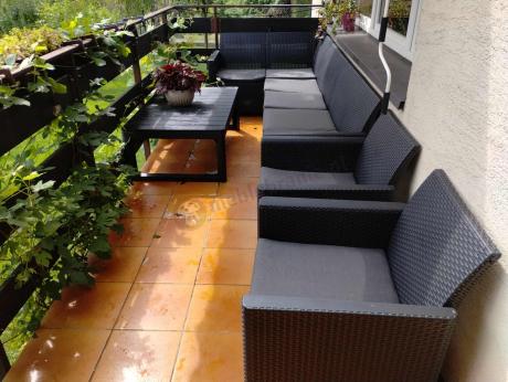 Zestaw ogrodowy dla 8 osób narożnik Nedler VI, stół podnoszony i dwa fotele - grafit