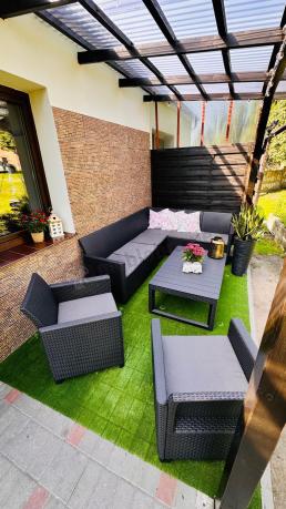 Zestaw ogrodowy dla 8 osób narożnik Nedler VI, stół podnoszony i dwa fotele - grafit