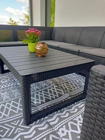 Zestaw ogrodowy dla 8 osób narożnik Nedler VI, stół podnoszony i dwa fotele - grafit