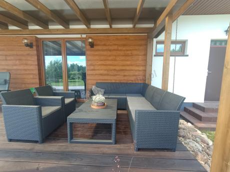 Zestaw ogrodowy dla 8 osób narożnik Nedler VI, stół podnoszony i dwa fotele - grafit