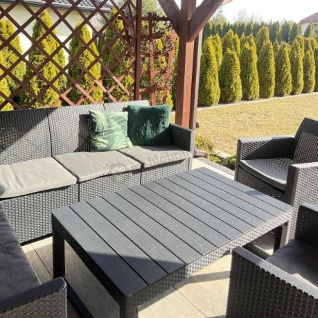 Zestaw ogrodowy dla 8 osób narożnik Nedler VI, stół podnoszony i dwa fotele - grafit