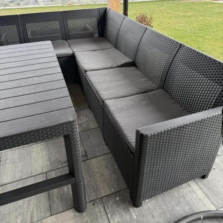 Zestaw ogrodowy dla 8 osób narożnik Nedler VI, stół podnoszony i dwa fotele - grafit