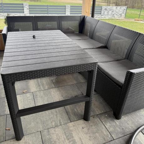 Zestaw ogrodowy dla 8 osób narożnik Nedler VI, stół podnoszony i dwa fotele - grafit