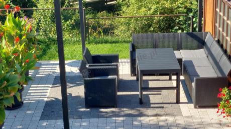 Zestaw ogrodowy dla 8 osób narożnik Nedler VI, stół podnoszony i dwa fotele - grafit