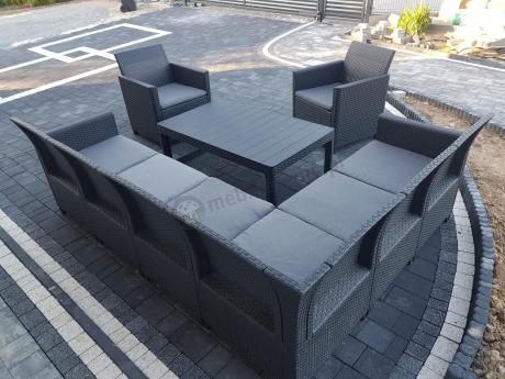 Zestaw ogrodowy dla 8 osób narożnik Nedler VI, stół podnoszony i dwa fotele - grafit