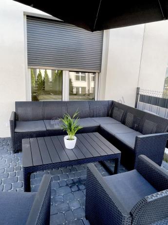 Zestaw ogrodowy dla 8 osób narożnik Nedler VI, stół podnoszony i dwa fotele - grafit