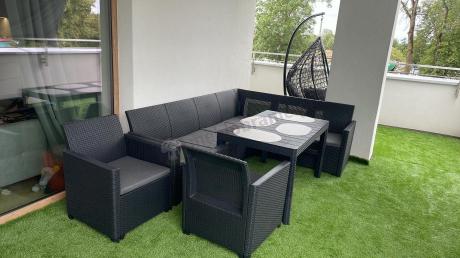 Zestaw ogrodowy dla 8 osób narożnik Nedler VI, stół podnoszony i dwa fotele - grafit