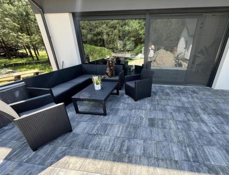 Zestaw ogrodowy dla 8 osób narożnik Nedler VI, stół podnoszony i dwa fotele - grafit