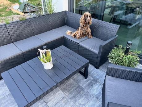 Zestaw ogrodowy dla 8 osób narożnik Nedler VI, stół podnoszony i dwa fotele - grafit