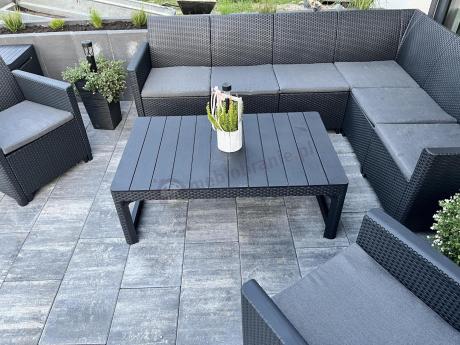 Zestaw ogrodowy dla 8 osób narożnik Nedler VI, stół podnoszony i dwa fotele - grafit