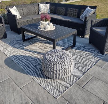 Zestaw ogrodowy dla 8 osób narożnik Nedler VI, stół podnoszony i dwa fotele - grafit