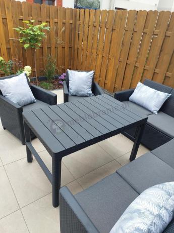 Zestaw ogrodowy dla 8 osób narożnik Nedler VI, stół podnoszony i dwa fotele - grafit