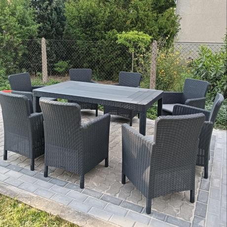Zestaw ogrodowy dla 8 osób stół + fotele Meblobranie TG8 grafit