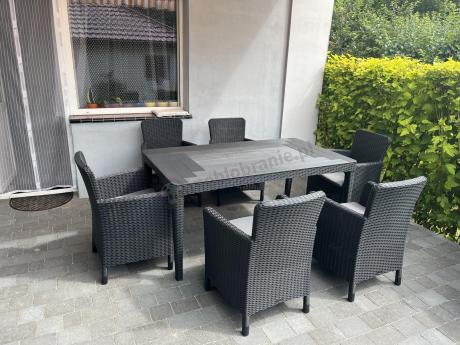 Zestaw ogrodowy dla 8 osób stół + fotele Meblobranie TG8 grafit