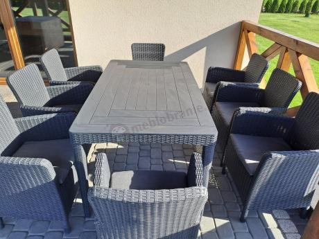 Zestaw ogrodowy dla 8 osób stół + fotele Meblobranie TG8 grafit