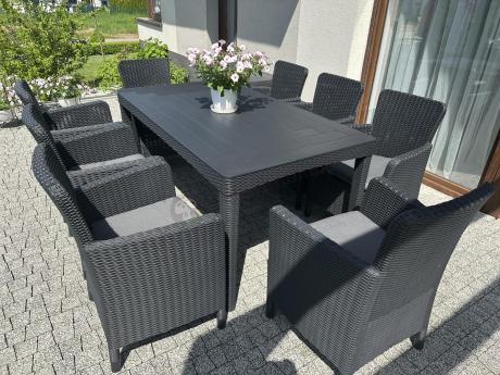 Zestaw ogrodowy dla 8 osób stół + fotele Meblobranie TG8 grafit