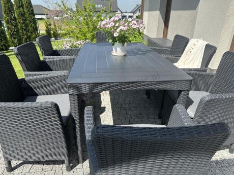 Zestaw ogrodowy dla 8 osób stół + fotele Meblobranie TG8 grafit