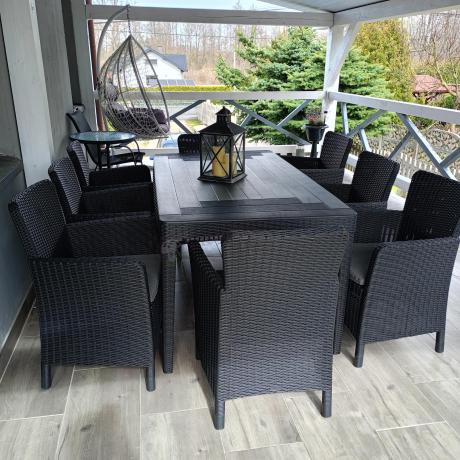 Zestaw ogrodowy dla 8 osób stół + fotele Meblobranie TG8 grafit
