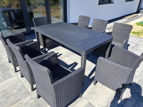 Zestaw ogrodowy dla 8 osób stół + fotele Meblobranie TG8 grafit