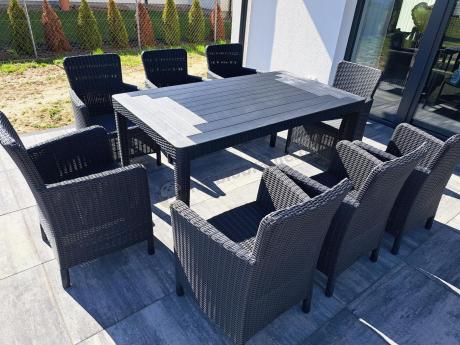 Zestaw ogrodowy dla 8 osób stół + fotele Meblobranie TG8 grafit