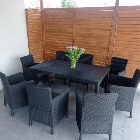 Zestaw ogrodowy dla 8 osób stół + fotele Meblobranie TG8 grafit