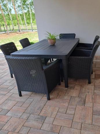 Zestaw ogrodowy dla 8 osób stół + fotele Meblobranie TG8 grafit
